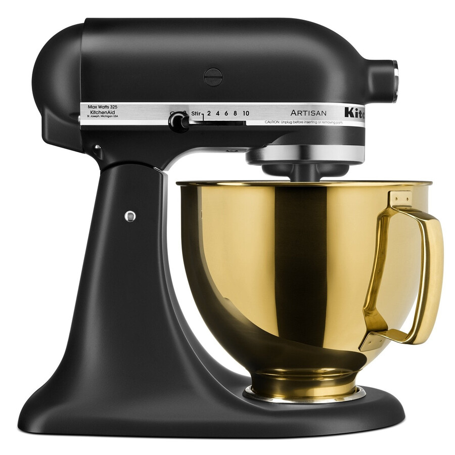 recipiente de acero inoxidable dorado radiante de 47 l para batidora de pedestal con cabezal inclinable ksm5s