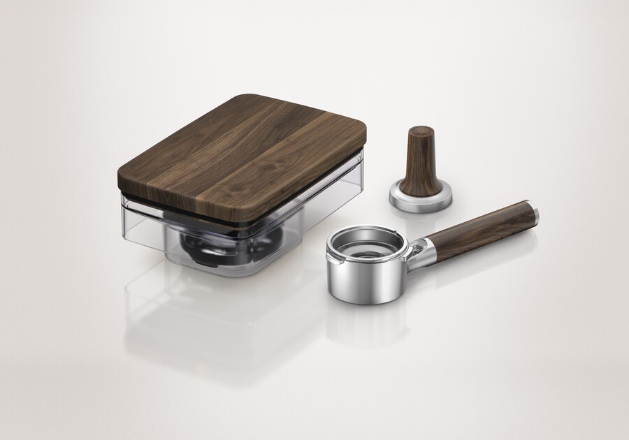 kit de accesorios para espresso de madera de nogal