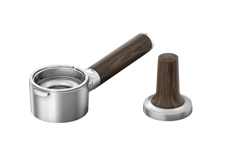 kit de accesorios para espresso de madera de nogal