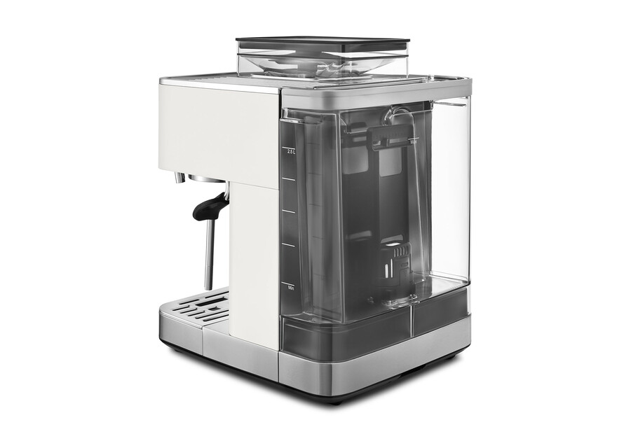 cafetera espresso semiautomática con molinillo y kit de accesorios de madera de nogal.